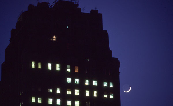 Crescent moon & NY Telephone Exchange